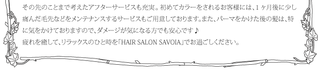 ɾȽαإ󡪽ëͣ졢1 Υƥʥ󥹤»ܤƤʤɡڤäƽǤϤʤλޤǹͤ ӥ⽼¡ƥ顼򤹤뤪ͤˤϡ1 ˾ʤɤƥʥ󥹤Ƥޤ ޤѡޤ򤫤ȱϡä˵򤫤ƤΤǡ᡼ˤʤ¿Ǥ ơåΤҤȻHAIRSALON SAVOIAפǤᤴ